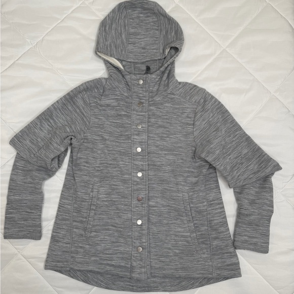 Mountain Hardwear Tops - Mountain HardWear Women's Small Hoodie Fleece Jacket Snap Front Grey Cozy Gray
